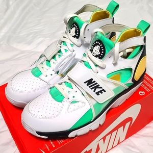 NIKE AIR TRAINER HUARACHE-WHITE ELECTRO GREEN TOPAZ MENS SZ 12